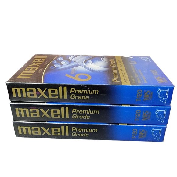 Maxell Vintage 90s Sealed Blank VHS Tape New Media Video Home Movie Lot of 3 - Picture 1 of 8